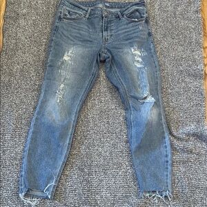 Old Navy Distressed Ankle Crop Jeans in Medium Blue